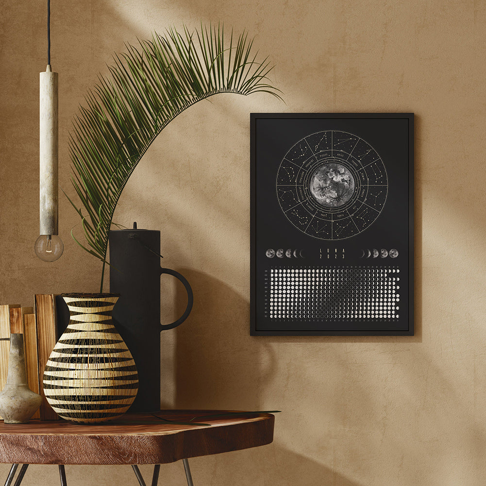 Moon Phase Hanging Calendar Poster for Home Decor