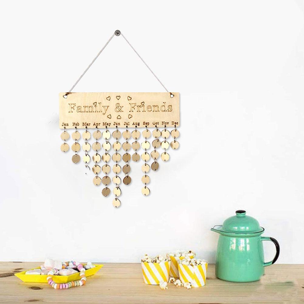 Wooden Birthday Reminder Calendar Wall Hanging Decor