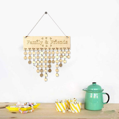 Wooden Birthday Reminder Calendar Wall Hanging Decor