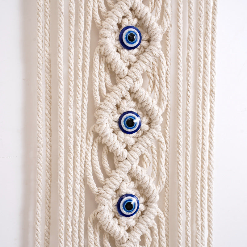 Handcrafted Cotton Rope Tapestry - Evil Eye Wall Decor