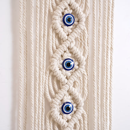 Handcrafted Cotton Rope Tapestry - Evil Eye Wall Decor