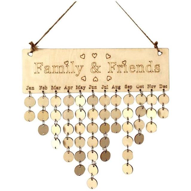 Wooden Birthday Reminder Calendar Wall Hanging Decor