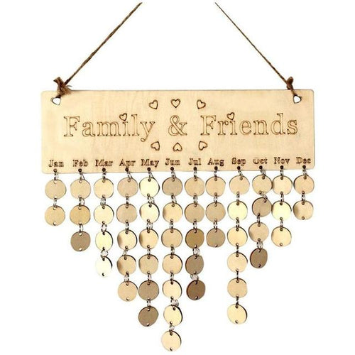 Wooden Birthday Reminder Calendar Wall Hanging Decor
