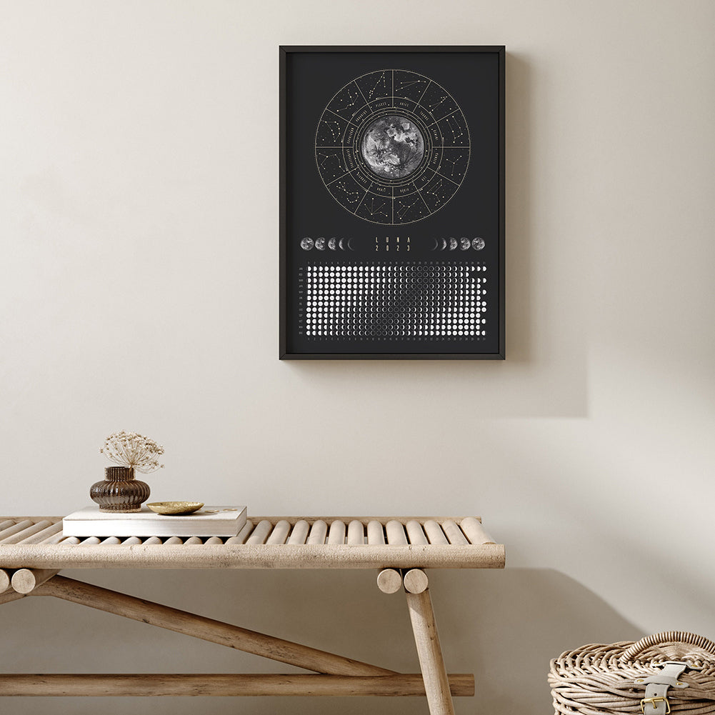 Moon Phase Hanging Calendar Poster for Home Decor