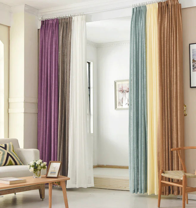 Thick White Linen Blend Sheer Curtains - Modern Design