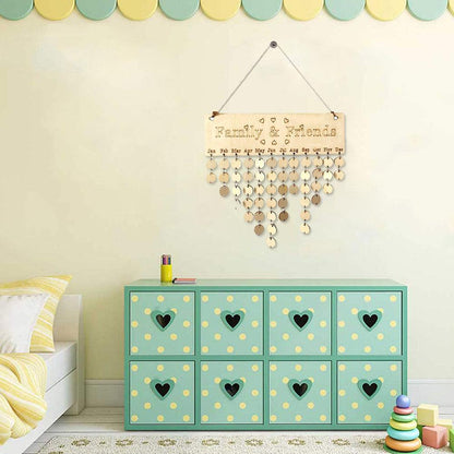 Wooden Birthday Reminder Calendar Wall Hanging Decor