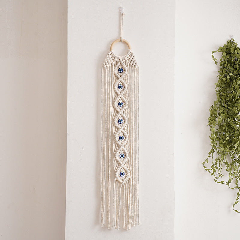 Handcrafted Cotton Rope Tapestry - Evil Eye Wall Decor