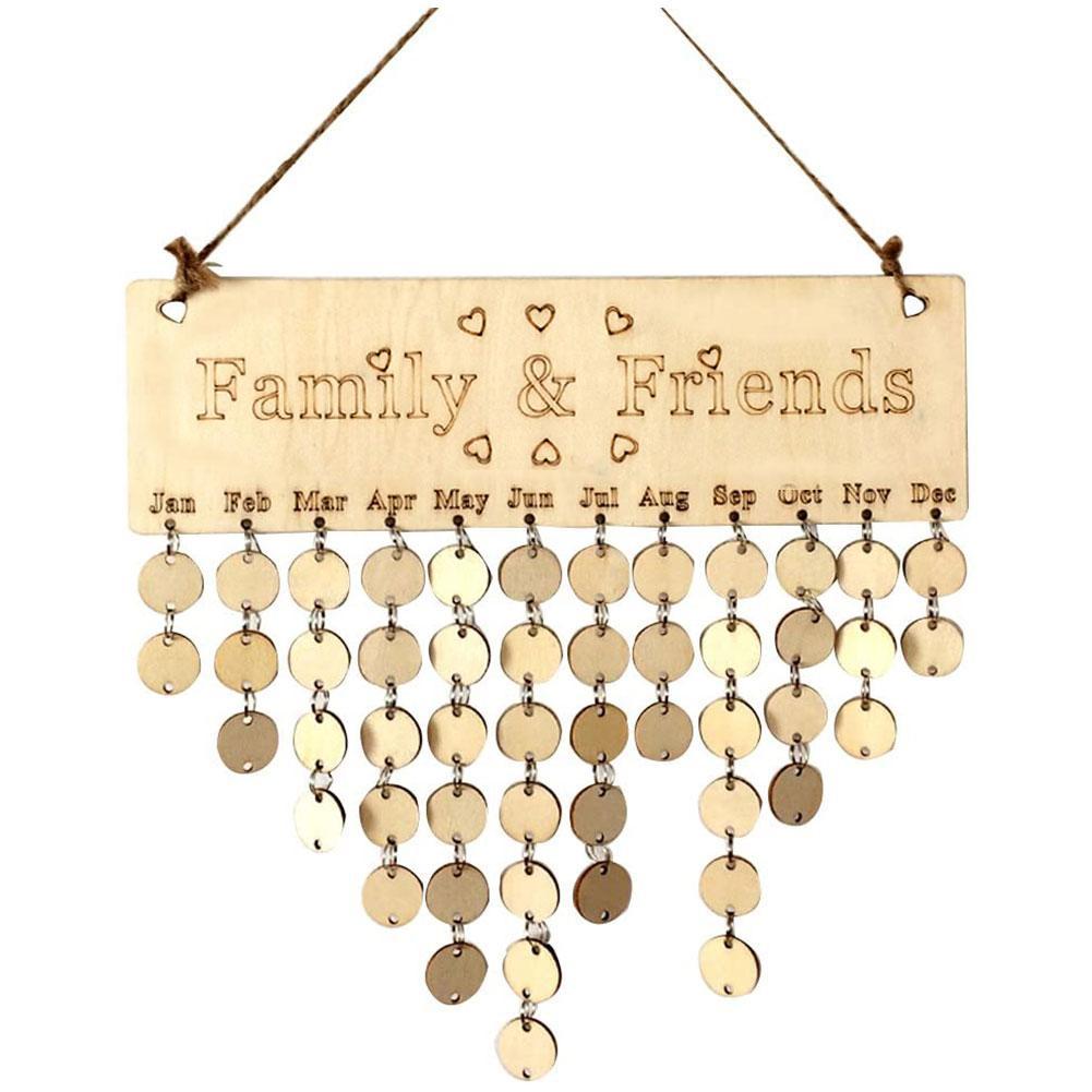 Wooden Birthday Reminder Calendar Wall Hanging Decor