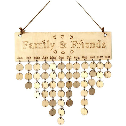 Wooden Birthday Reminder Calendar Wall Hanging Decor