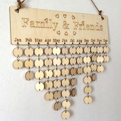 Wooden Birthday Reminder Calendar Wall Hanging Decor