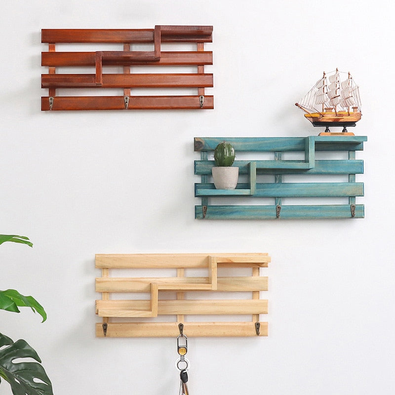 Wooden Ladder-Shaped Wall Shelf Decor