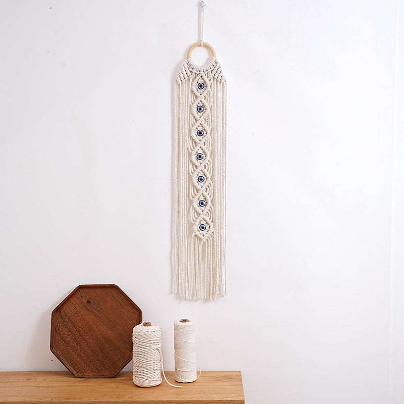 Handcrafted Cotton Rope Tapestry - Evil Eye Wall Decor