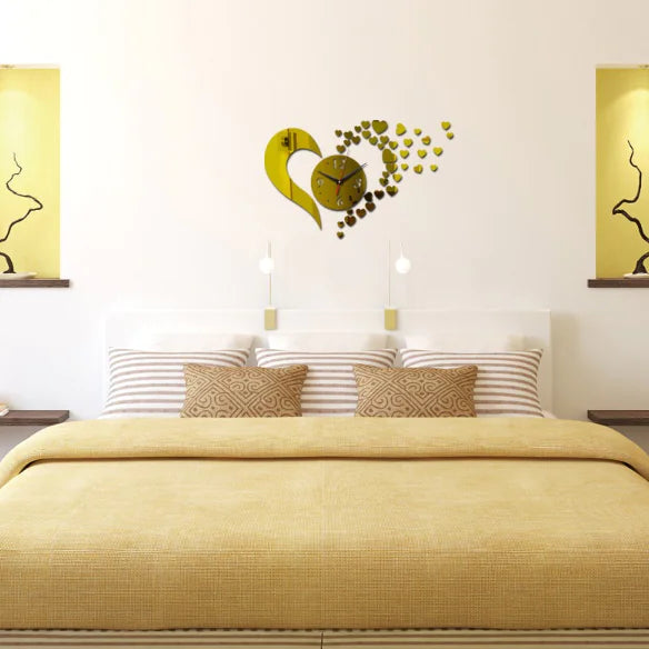 DIY Acrylic Mirror Wall Clock with Heart Design