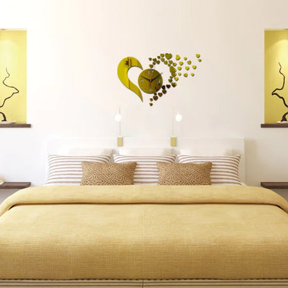 DIY Acrylic Mirror Wall Clock with Heart Design