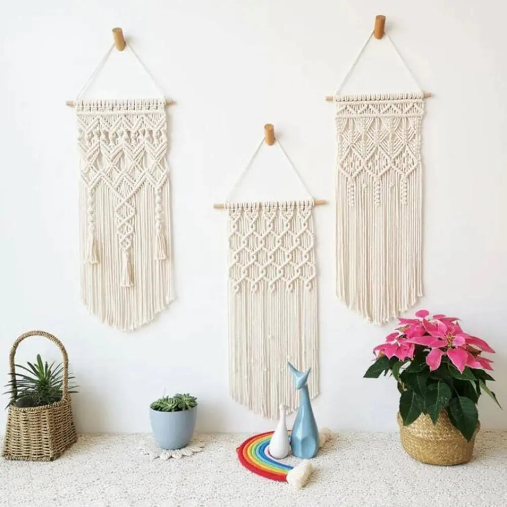 Custom Bohemian Woven Cotton Tassel Wall Tapestry