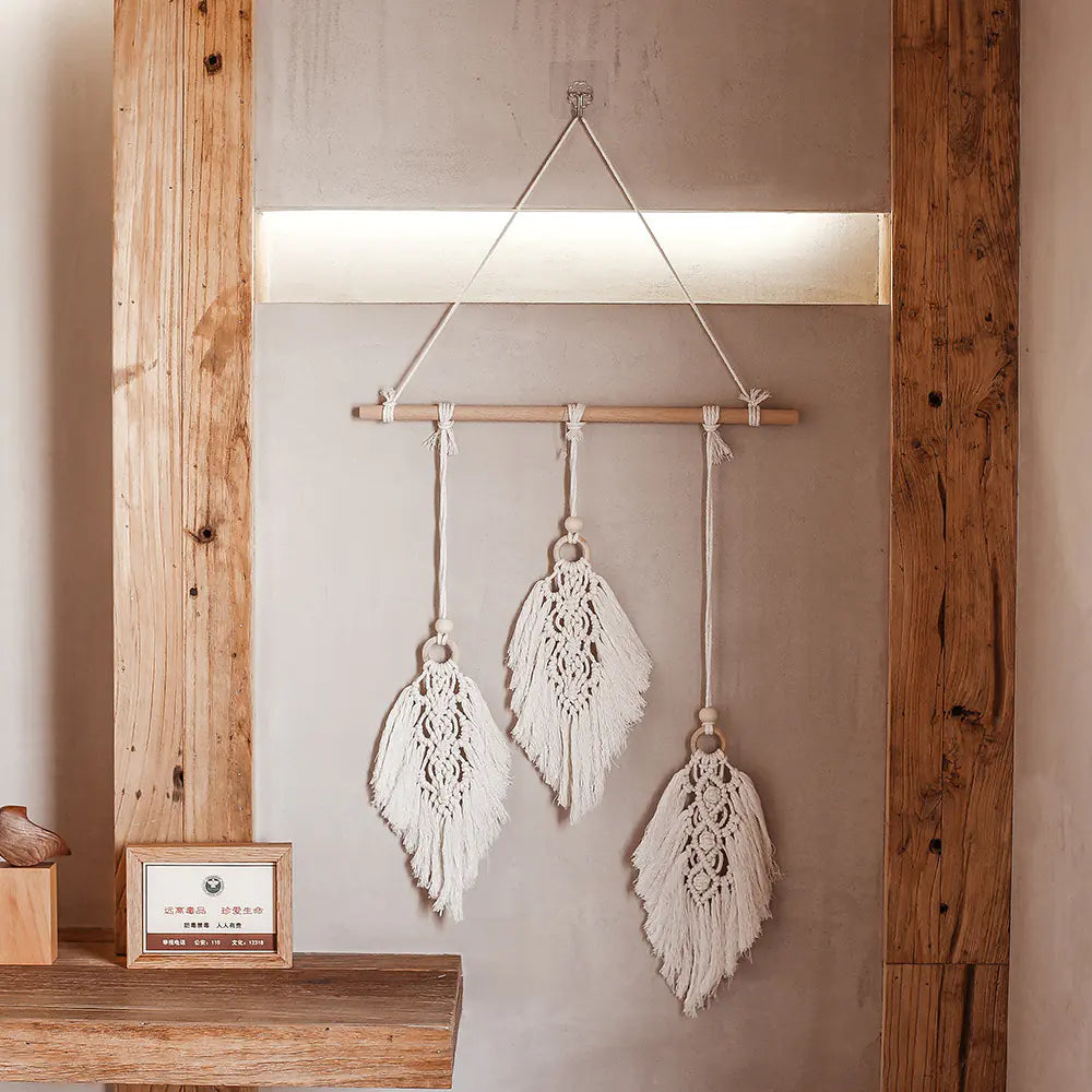 Nordic Leaf Handmade Woven Cotton Wall Tapestry