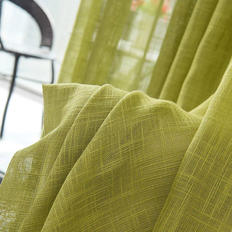 Thick White Linen Blend Sheer Curtains - Modern Design