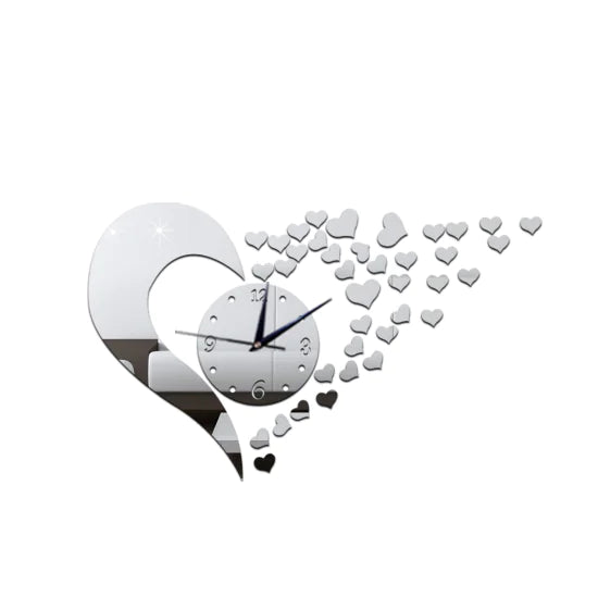 DIY Acrylic Mirror Wall Clock with Heart Design