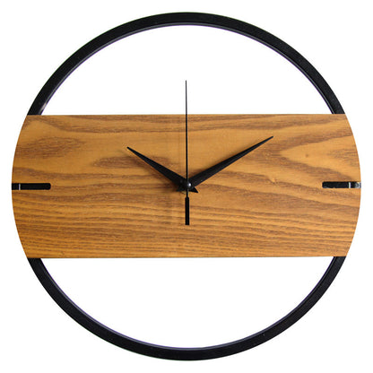 Metal and Wooden Wall Clock Decor