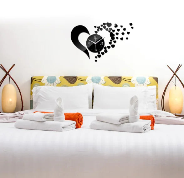 DIY Acrylic Mirror Wall Clock with Heart Design