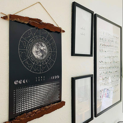 Moon Phase Hanging Calendar Poster for Home Decor