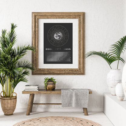 Moon Phase Hanging Calendar Poster for Home Decor