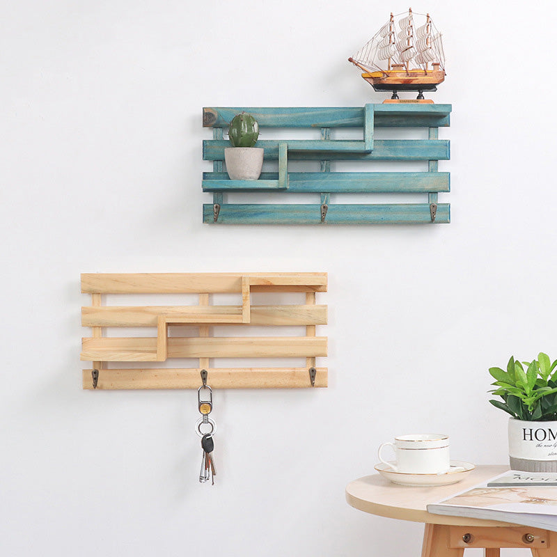 Wooden Ladder-Shaped Wall Shelf Decor