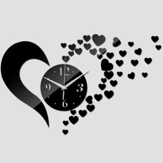 DIY Acrylic Mirror Wall Clock with Heart Design