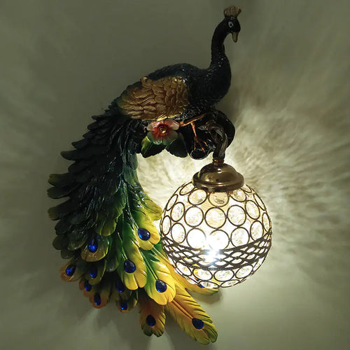 Indoor European Peacock Wall Lamp for TV Background