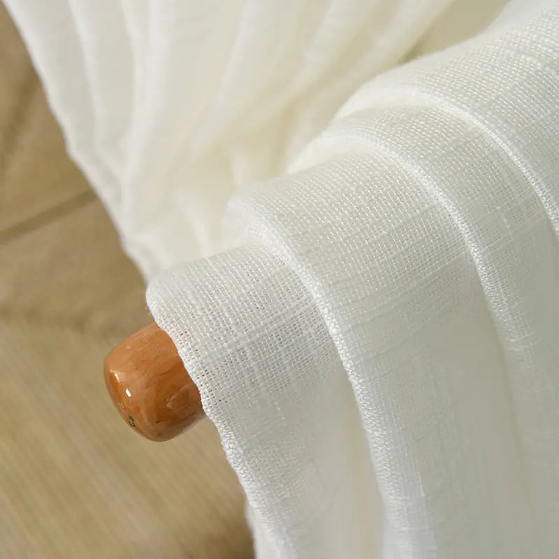 Thick White Linen Blend Sheer Curtains - Modern Design